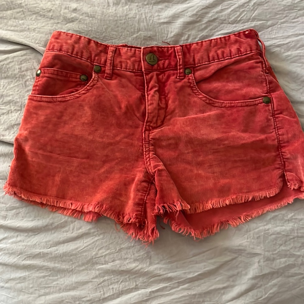 Free people redish orange corduroy shorts